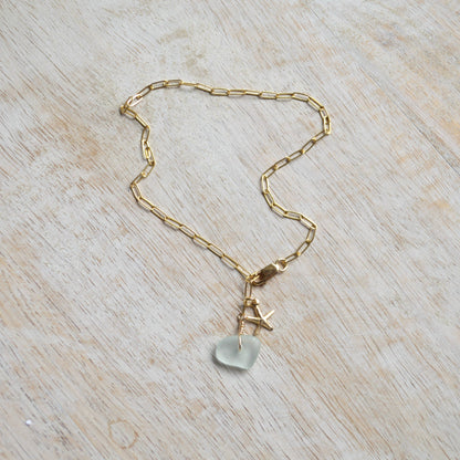 Sea Foam Glass & Starfish Anklet