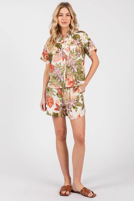 Print Dolphin Hem Line Shorts - VP3845