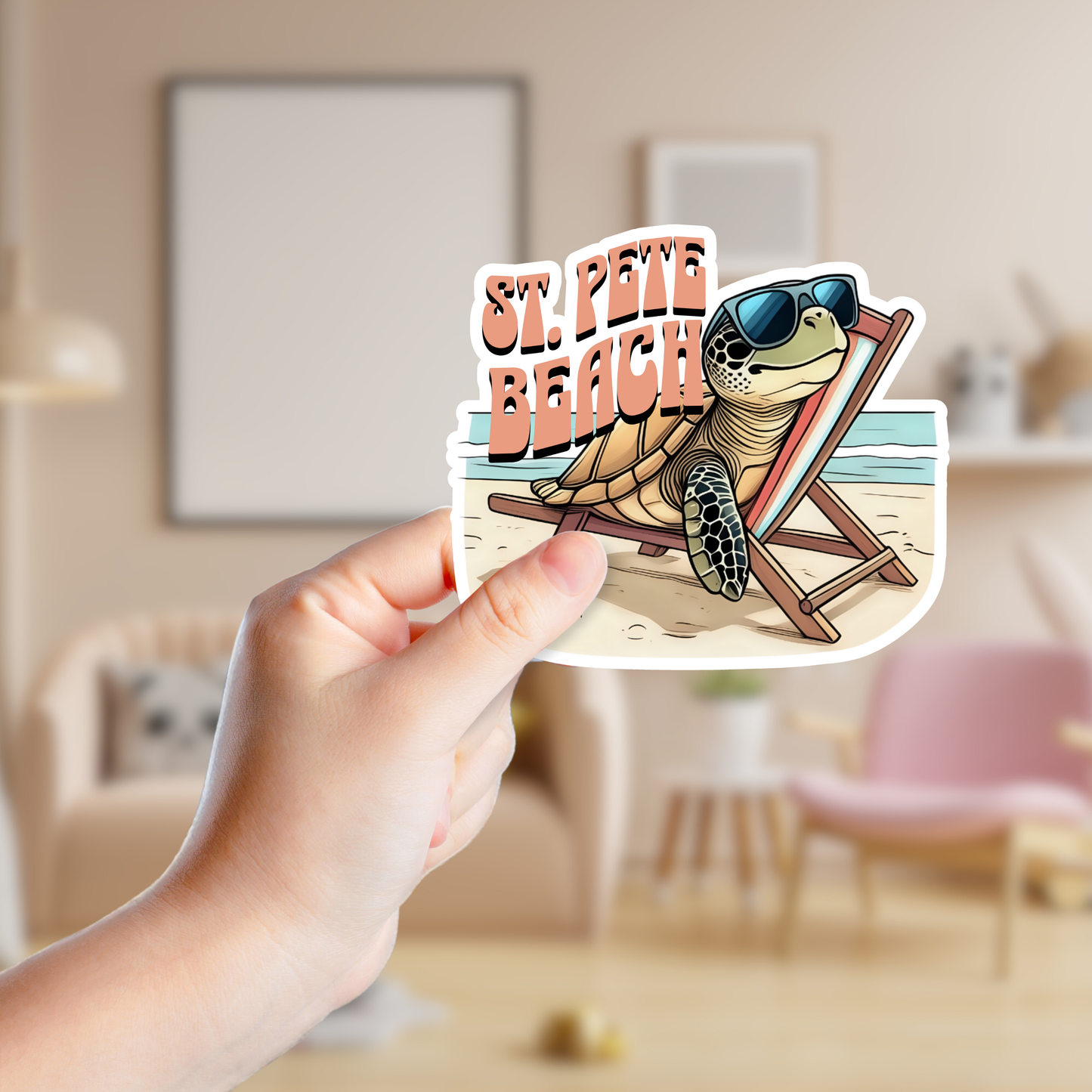 Beach Bum Sea Turtle Custom Souvenir Sticker (B1009)