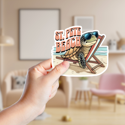 Beach Bum Sea Turtle Custom Souvenir Sticker (B1009)