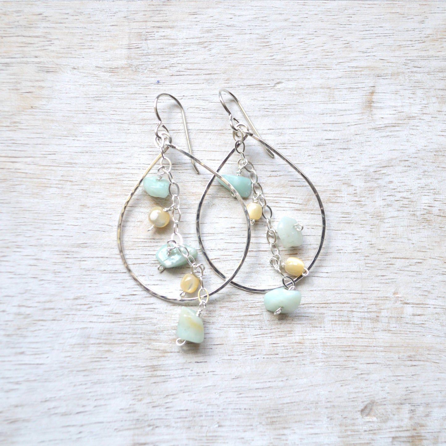 Amazonite & MOP Teardrop Earrings