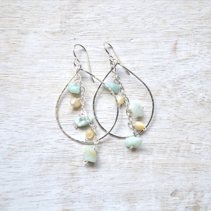 Amazonite & MOP Teardrop Earrings
