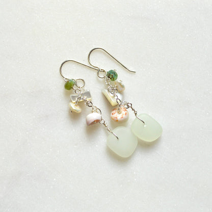 Opaque Sea Foam Glass Earrings
