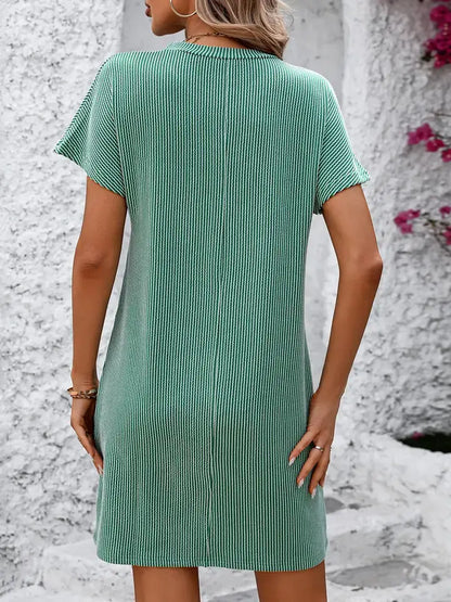 Summer Casual Short-Sleeve T-Shirt Dress with Pockets