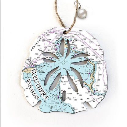 Wood Ornament - Sand Dollar Shape- Custom Map- BEST SELLER!`