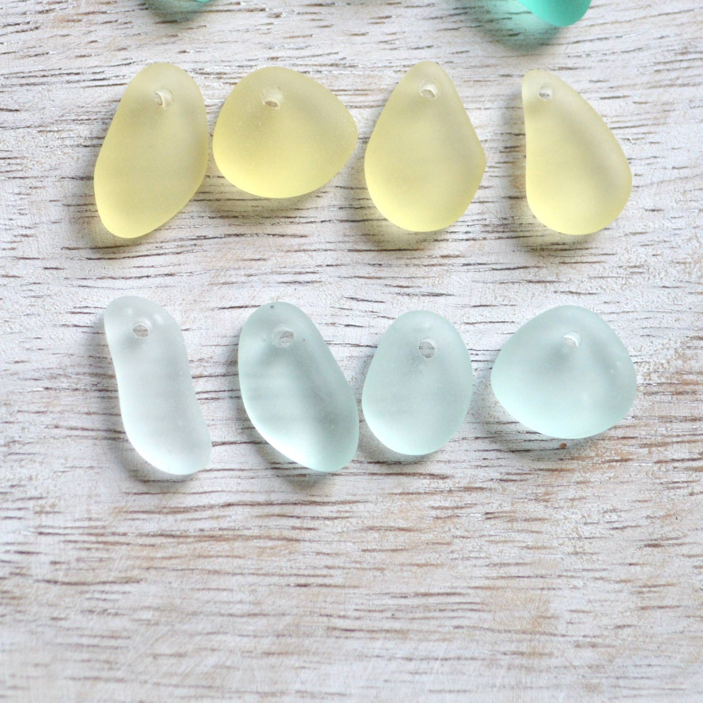 Tiny Frosted Glass & Starfish Necklace in Gold