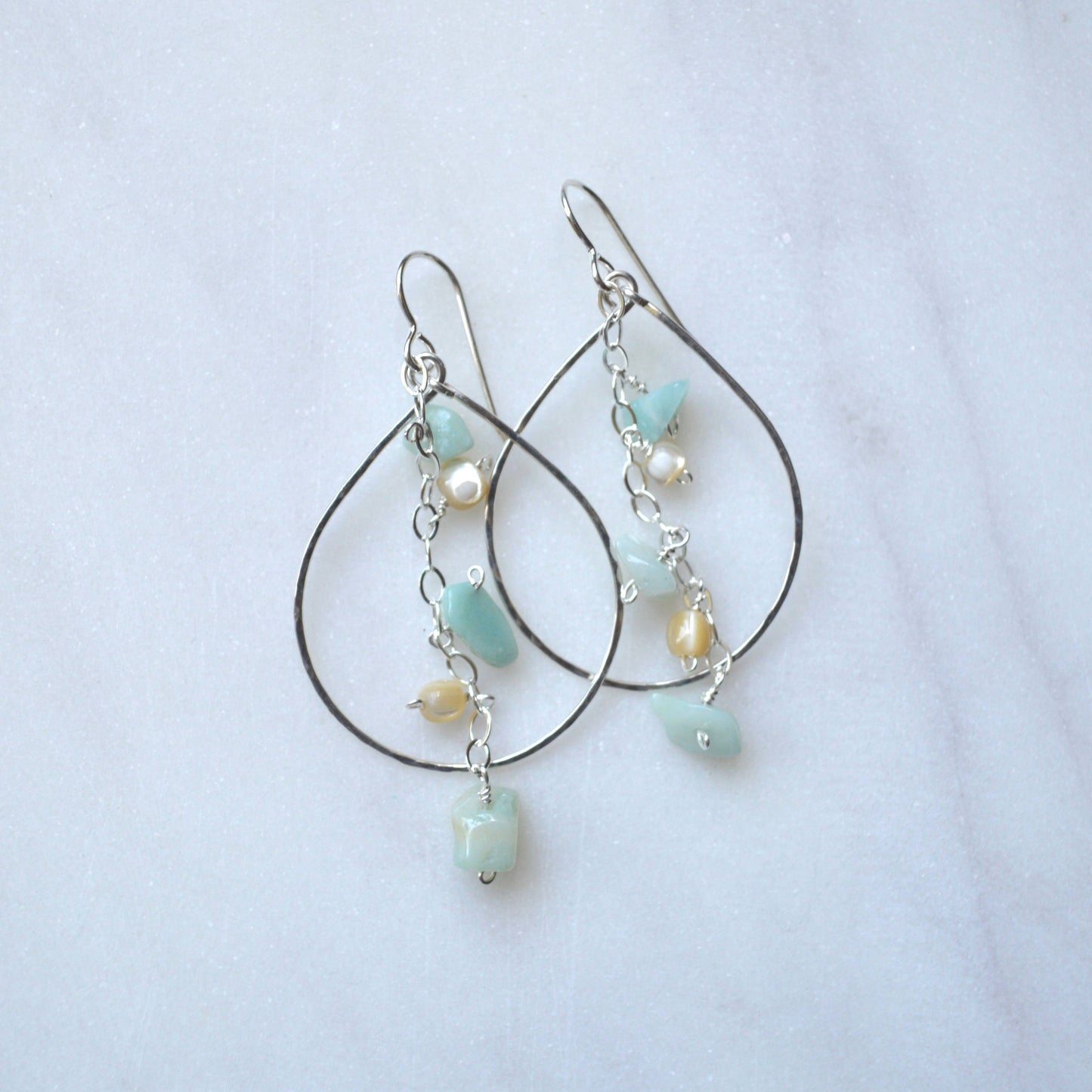Amazonite & MOP Teardrop Earrings