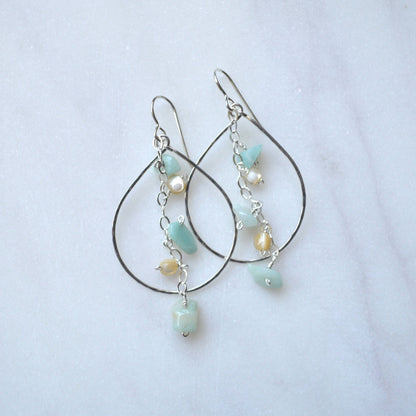 Amazonite & MOP Teardrop Earrings