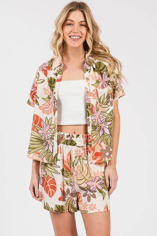 Print Dolphin Hem Line Shorts - VP3845