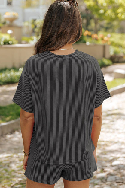 Textured Tee and Shorts Two-piece Set | S-XL