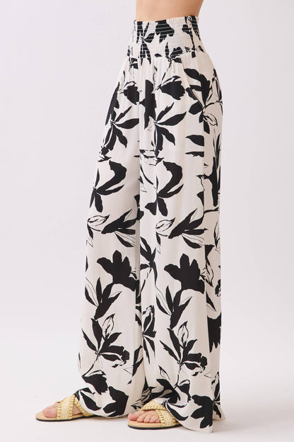 WIDE SMOCK WAIST WIDE LEG PANTS - VNP70263E