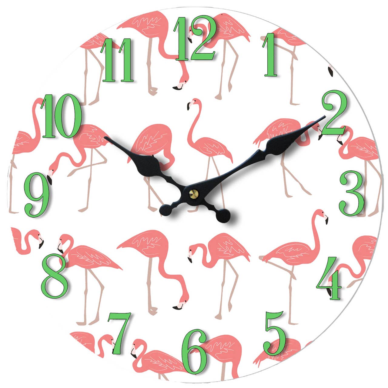 Flamingo  Glass Clock 13"