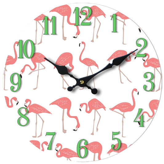 Flamingo  Glass Clock 13"