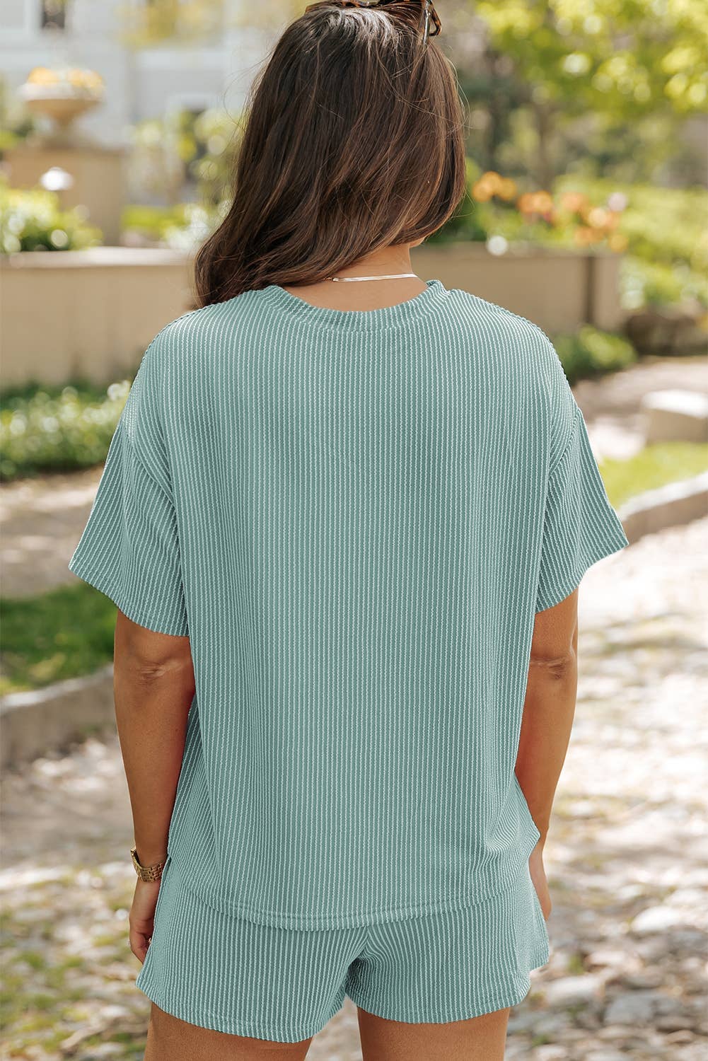 Textured Tee and Shorts Two-piece Set | S-XL