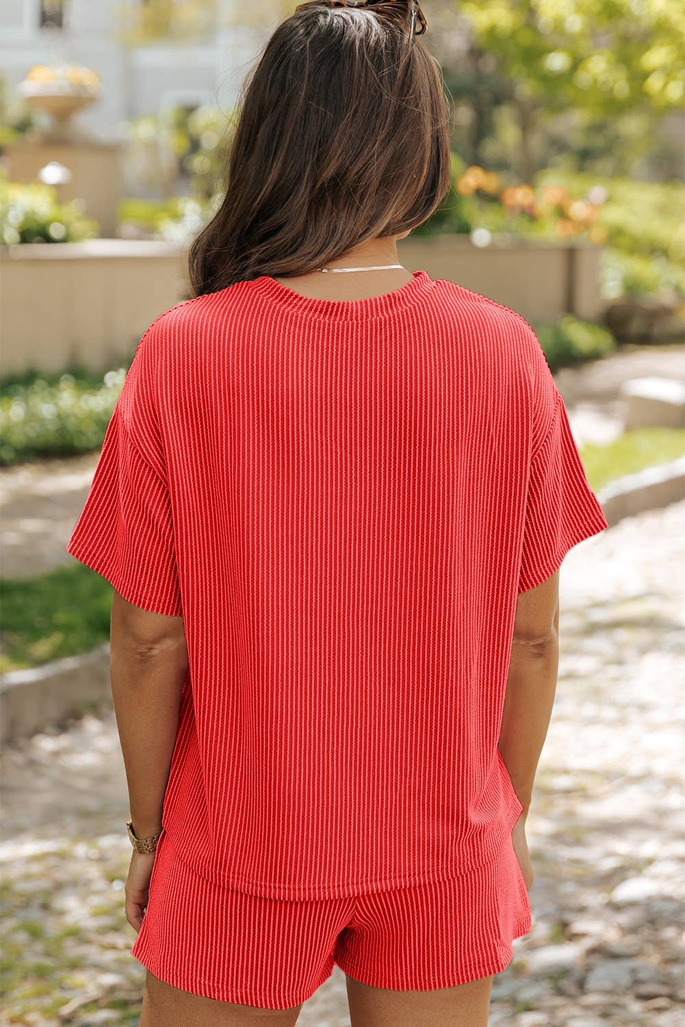 Textured Tee and Shorts Two-piece Set | S-XL