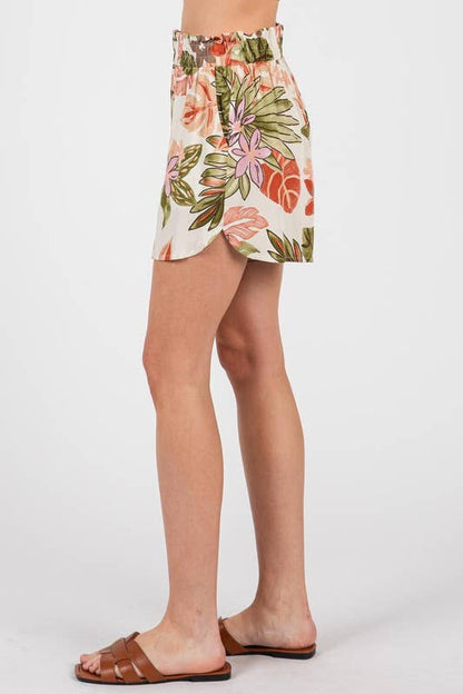 Print Dolphin Hem Line Shorts - VP3845