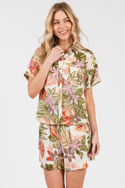 Print Dolphin Hem Line Shorts - VP3845
