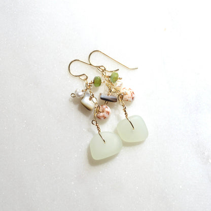 Opaque Sea Foam Glass Earrings