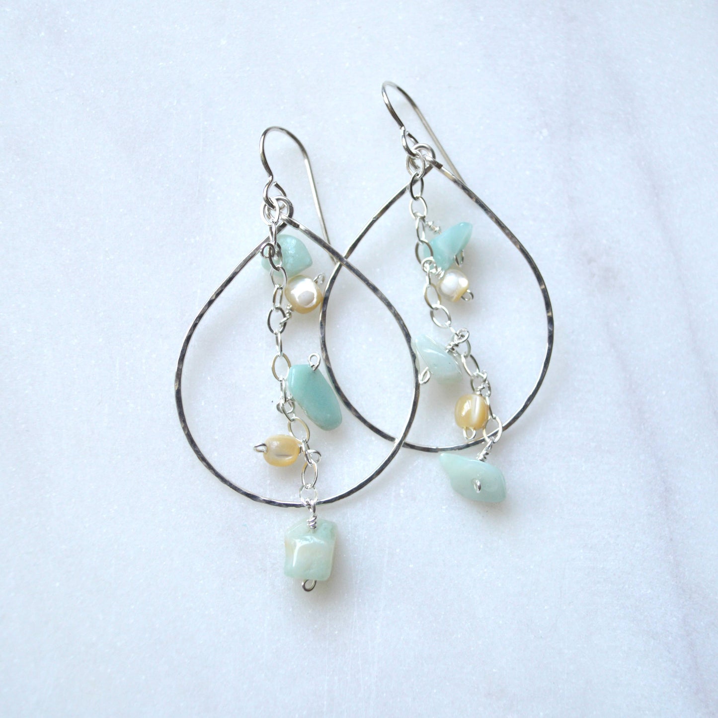 Amazonite & MOP Teardrop Earrings