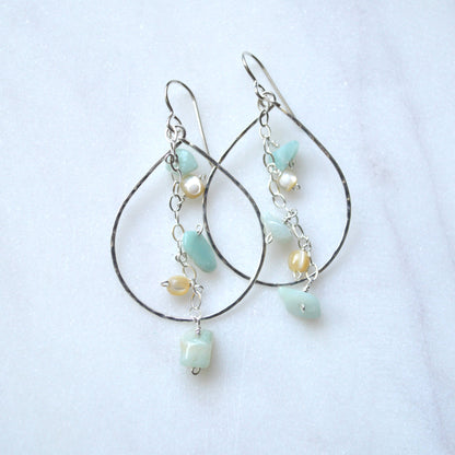 Amazonite & MOP Teardrop Earrings