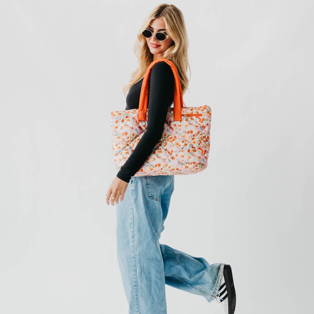 Presley Puffer Quilted Tote Bag With Pouch