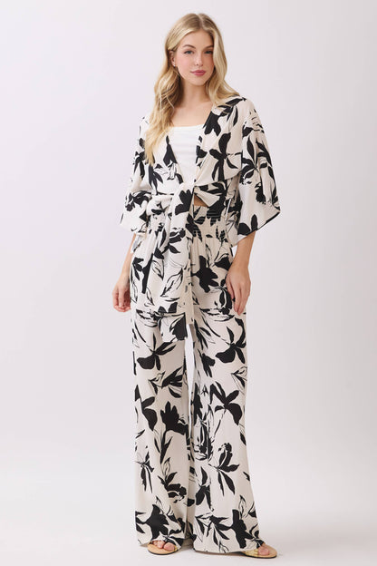 WIDE SMOCK WAIST WIDE LEG PANTS - VNP70263E