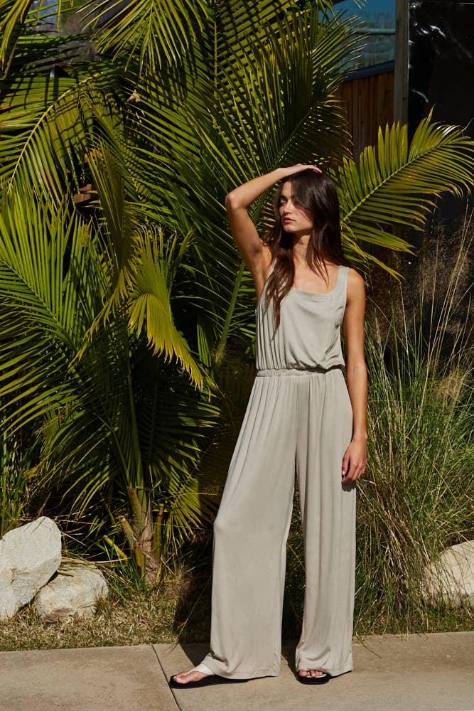 L9562 | Knit Viscose Spandex Sleeveless Scoop Neck Jumpsuit