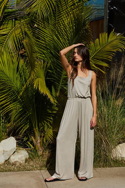 L9562 | Knit Viscose Spandex Sleeveless Scoop Neck Jumpsuit