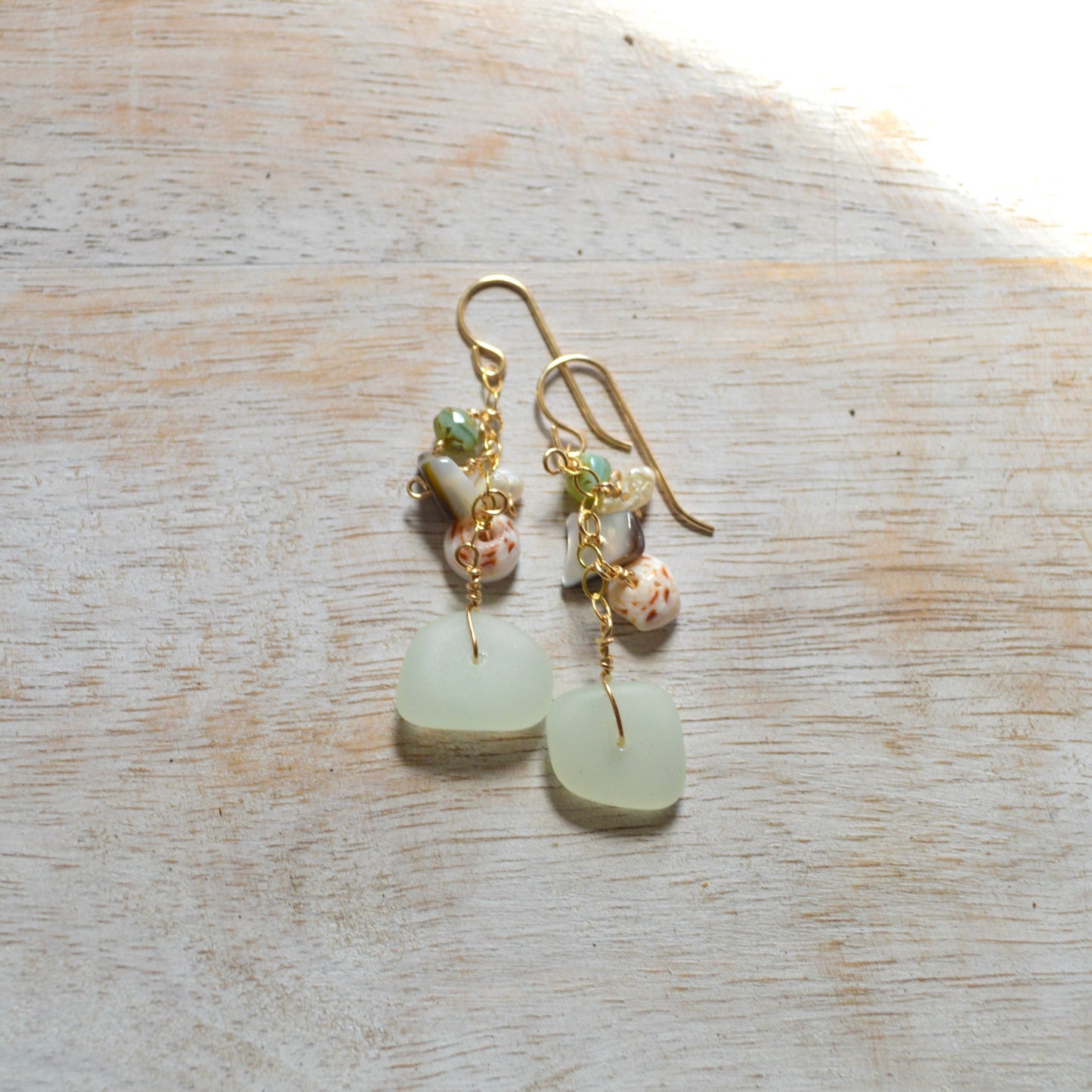 Opaque Sea Foam Glass Earrings