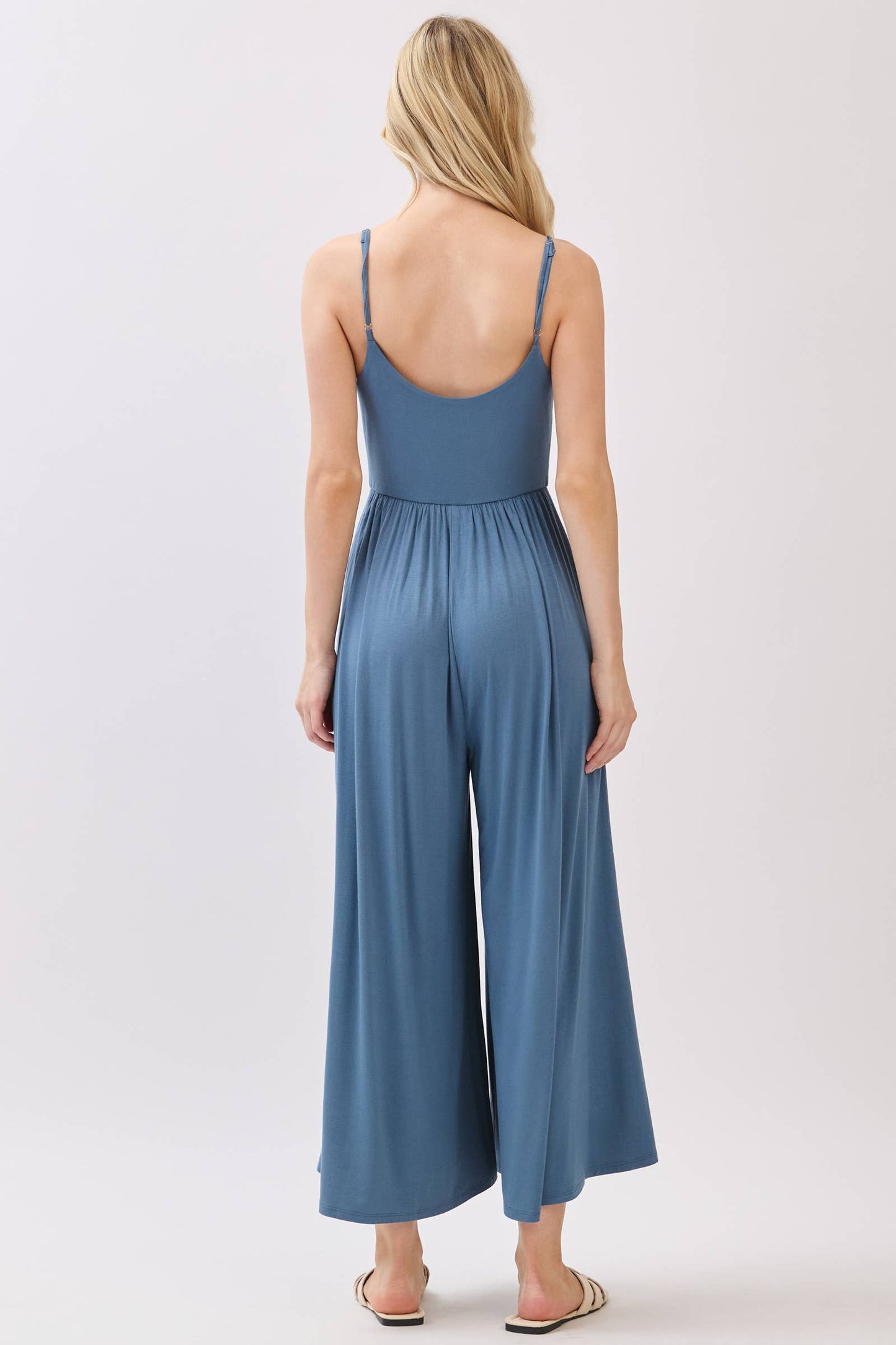 Flare Wide Leg Jumpsuit W/ Adjustable Strap - VJU60179