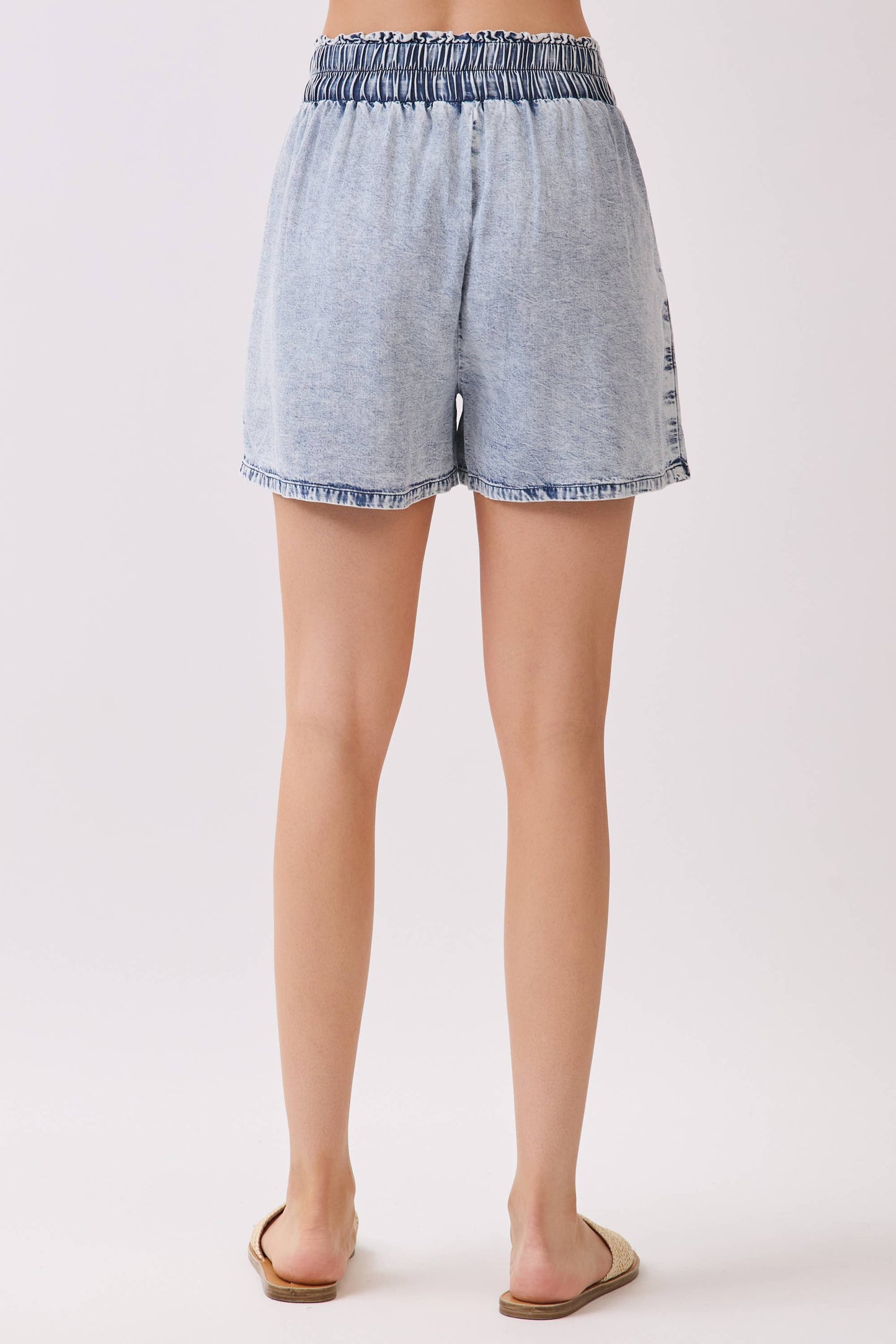Mineral Wash Waist Elastic Shorts - VP3266A