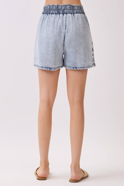 Mineral Wash Waist Elastic Shorts - VP3266A