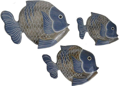 Lg Set 3 Blue Fish Wall