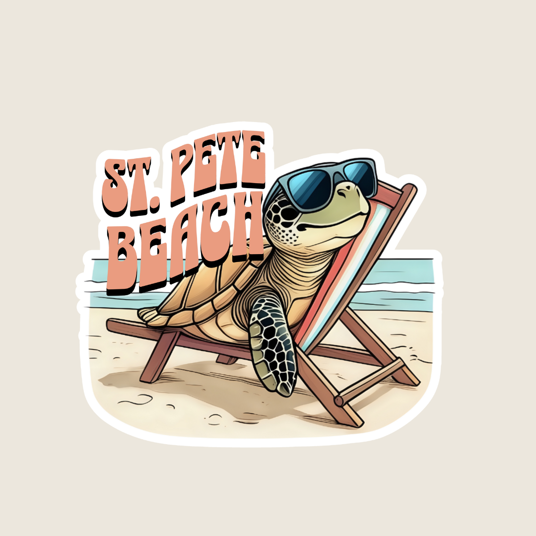 Beach Bum Sea Turtle Custom Souvenir Sticker (B1009)