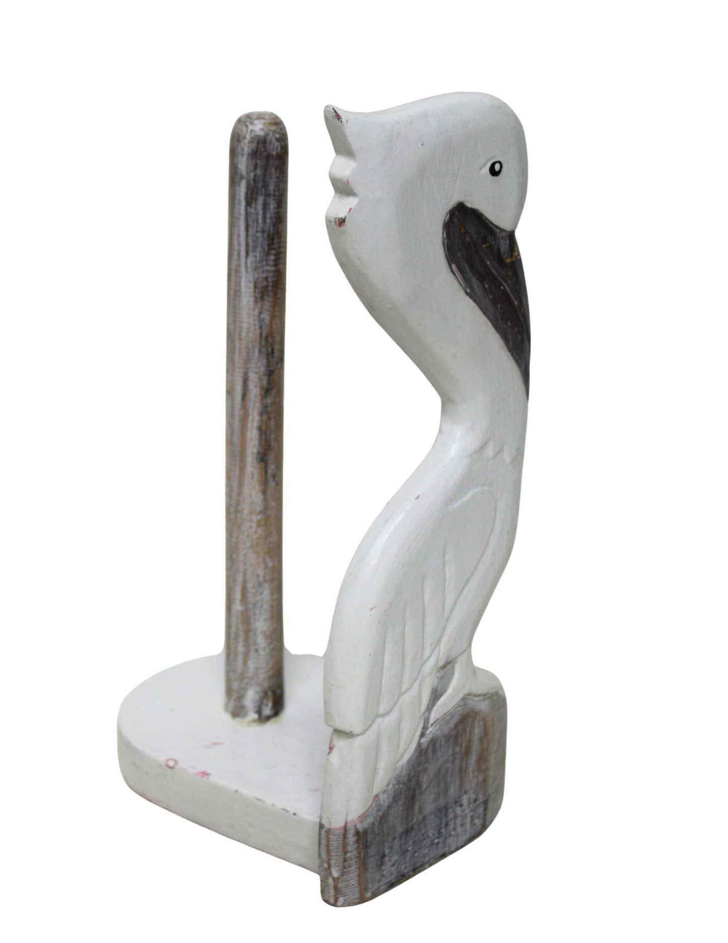 Hand Carved White Pelican Paper Towel Holder Wood Carving