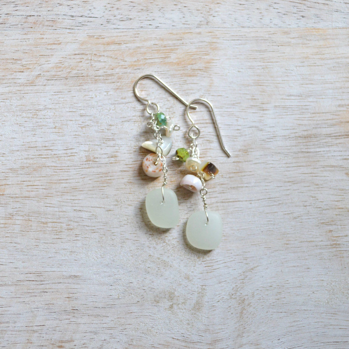 Opaque Sea Foam Glass Earrings