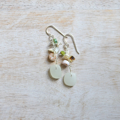 Opaque Sea Foam Glass Earrings