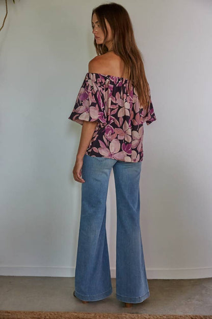 L7664 | Woven Rayon Nylon Floral Print Top