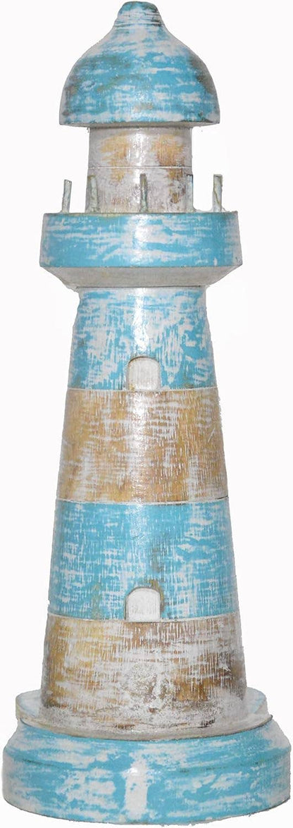Hand Carved Lighthouse Teal Color Design Paper Towel Holder