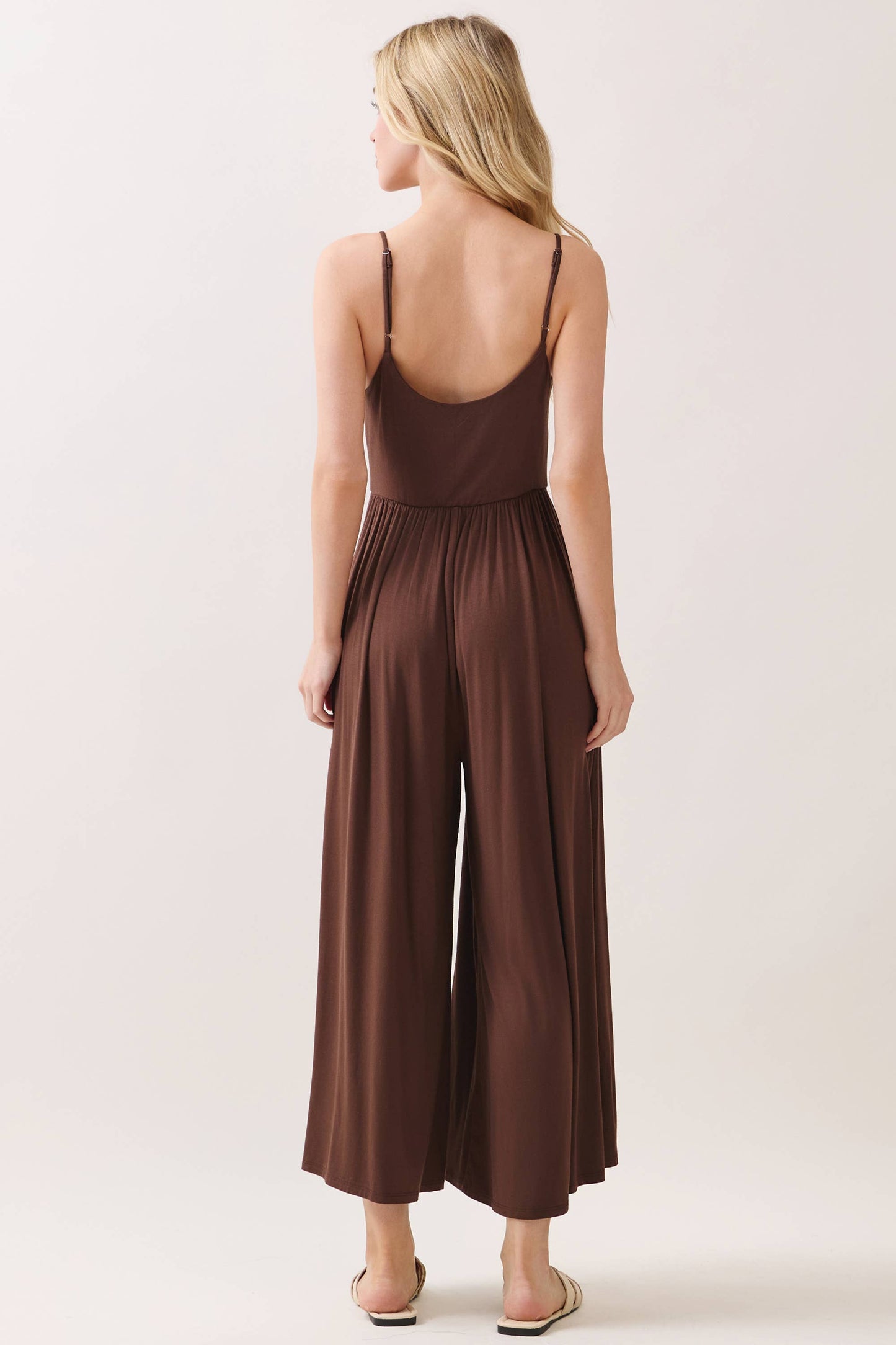 Flare Wide Leg Jumpsuit W/ Adjustable Strap - VJU60179