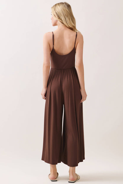 Flare Wide Leg Jumpsuit W/ Adjustable Strap - VJU60179