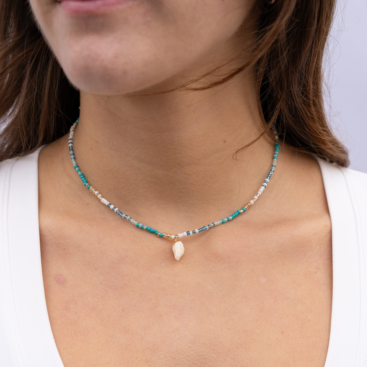 Sandy in Sanibel Seed Bead Shell Necklace