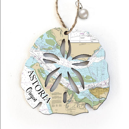Wood Ornament - Sand Dollar Shape- Custom Map- BEST SELLER!`