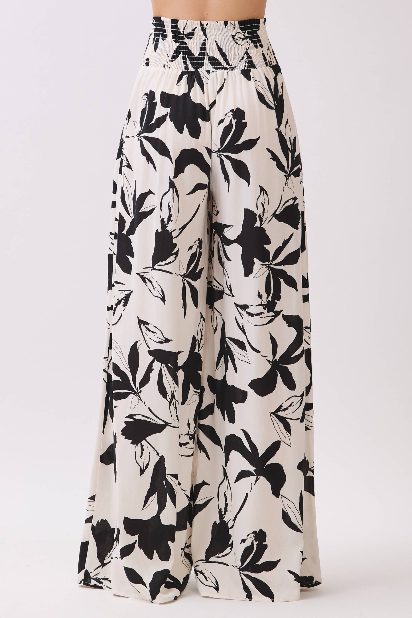 WIDE SMOCK WAIST WIDE LEG PANTS - VNP70263E
