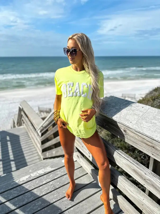 Beach Puff Neon Lemon Graphic Tee