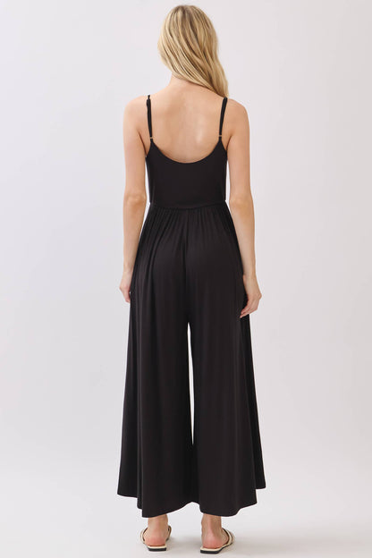Flare Wide Leg Jumpsuit W/ Adjustable Strap - VJU60179