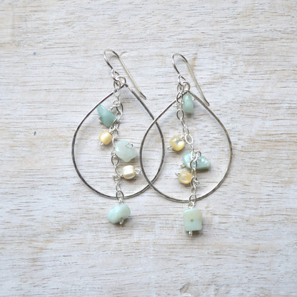 Amazonite & MOP Teardrop Earrings