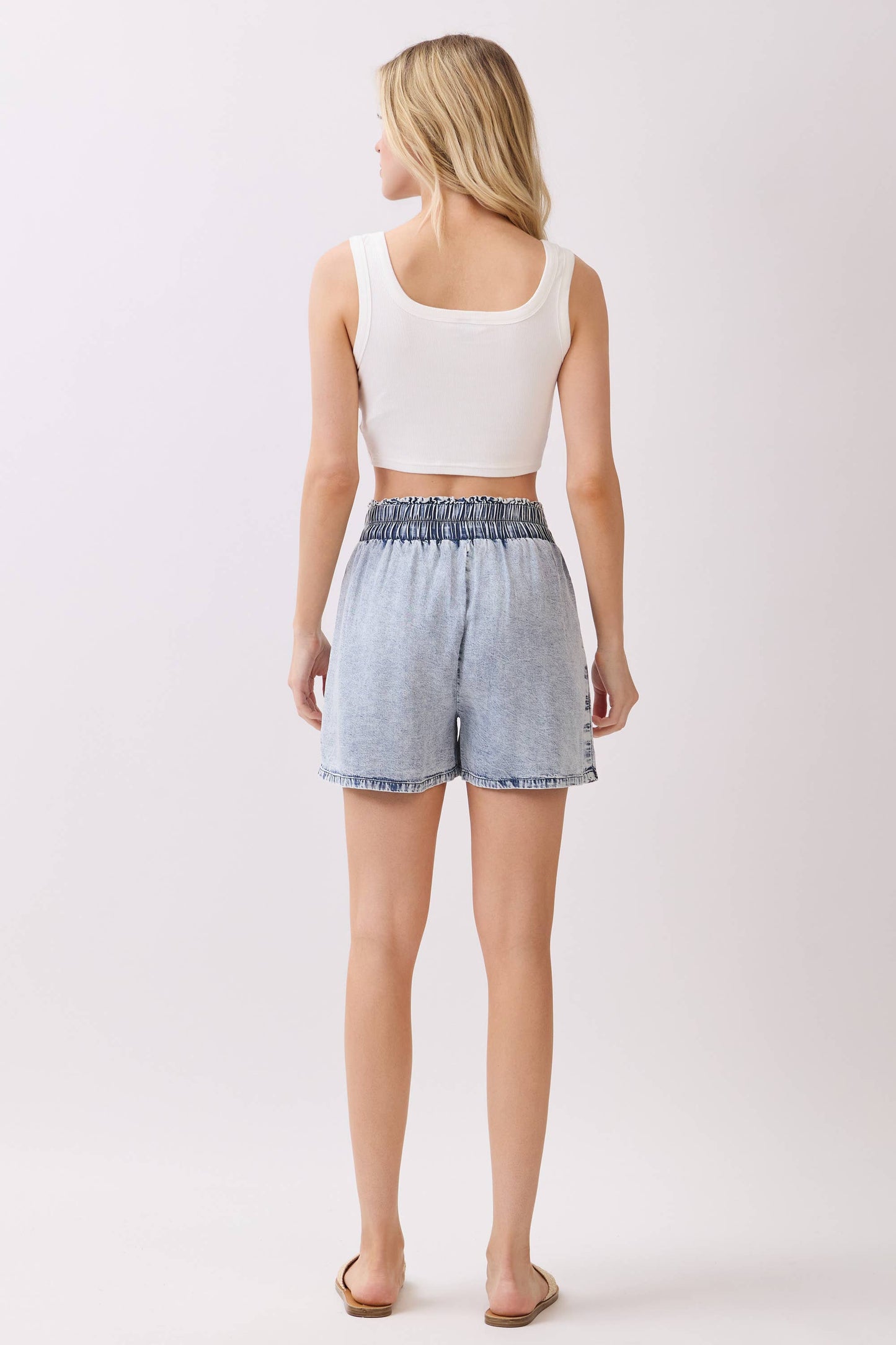 Mineral Wash Waist Elastic Shorts - VP3266A
