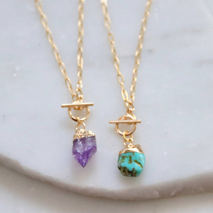 Turquoise Nugget Toggle Necklace