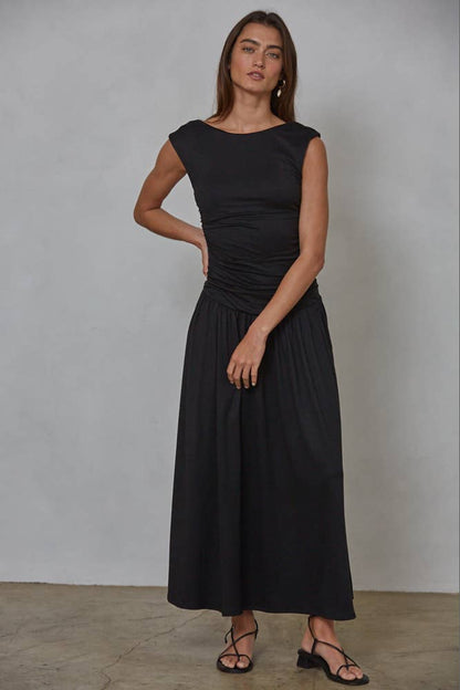 L9335 | Knit Polyester Spandex Ruched Side Sleeveless Dress